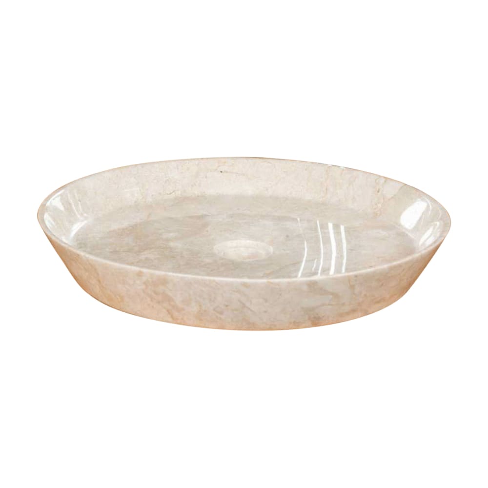 Vasque en marbre &agrave; poser salle de bain malo 45 cm creme 32086