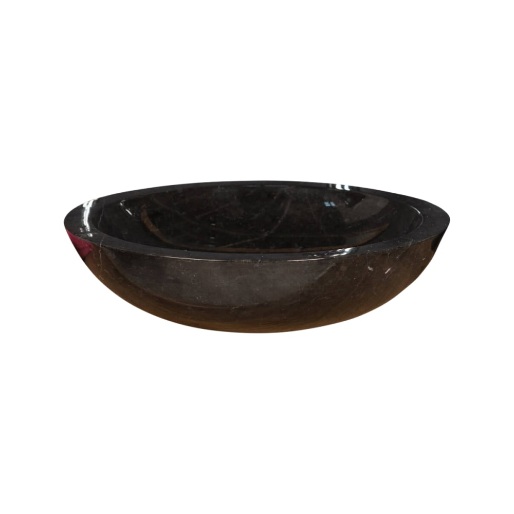 Vasque ronde à  poser en marbre de couleur noir - diamètre 45 cm