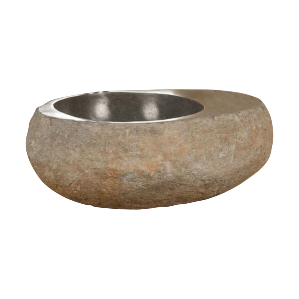 Vasque à  poser en galet de riviere 35 cm porte savon