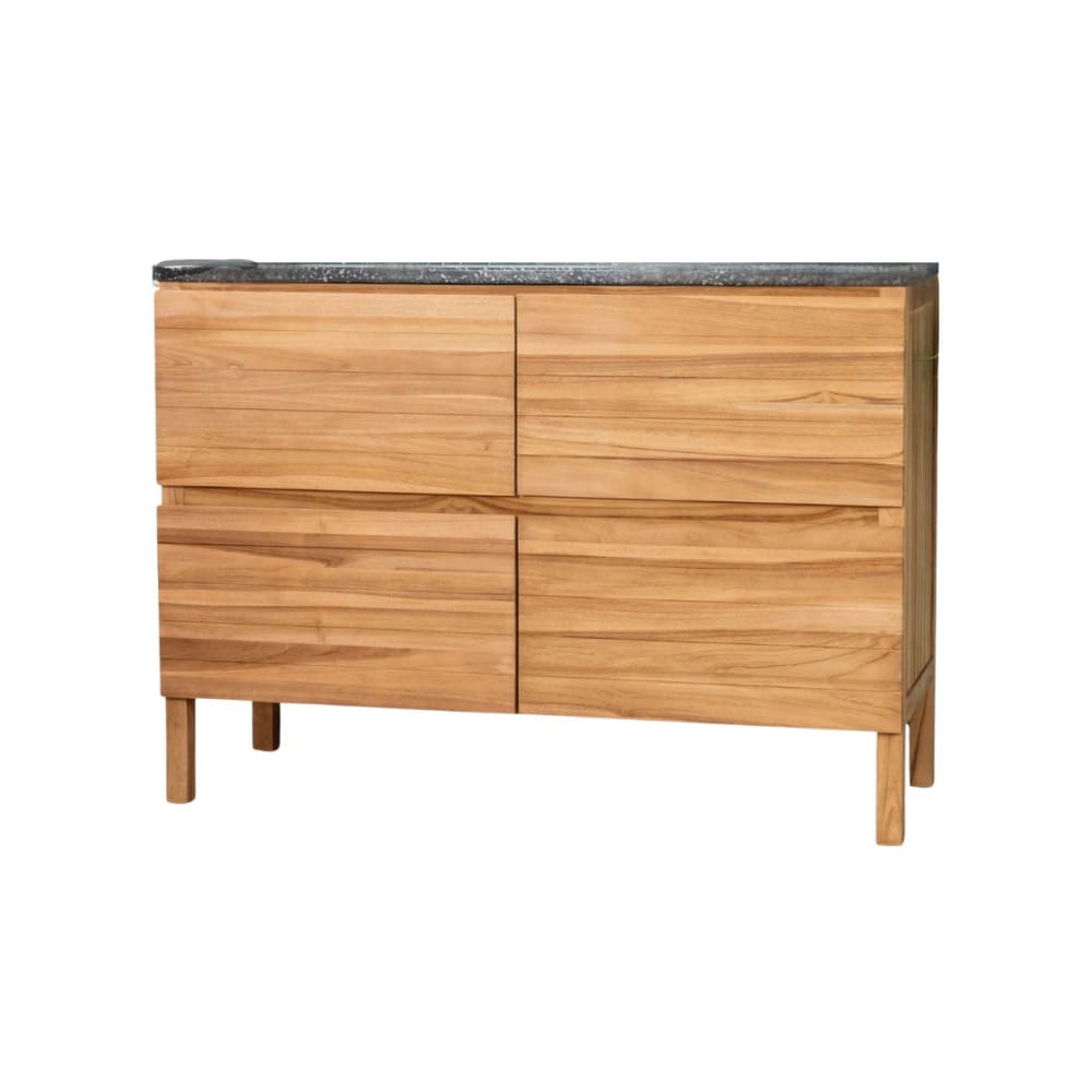 Meuble salle de bain en teck et terrazzo noir 120cm