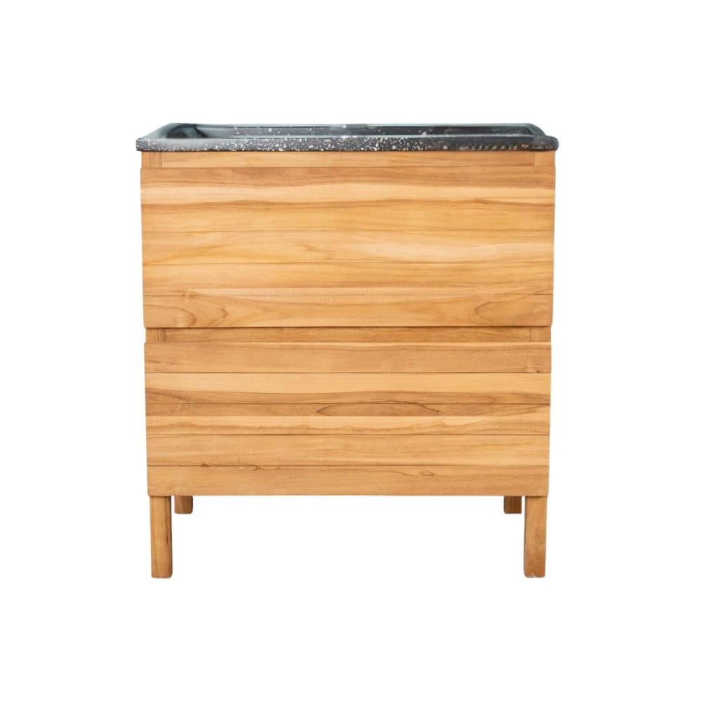 Meuble salle de bain en teck et terrazzo noir 80cm