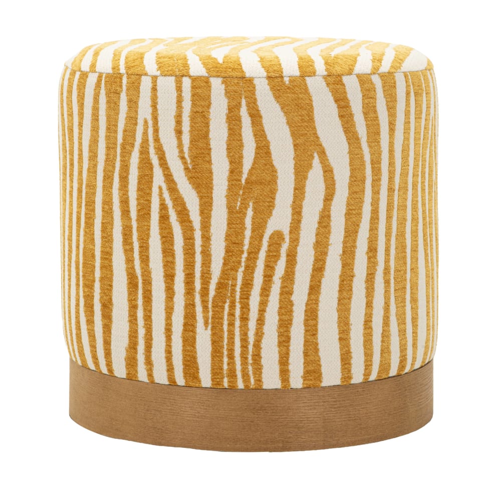 Pouf blanc et jaune,