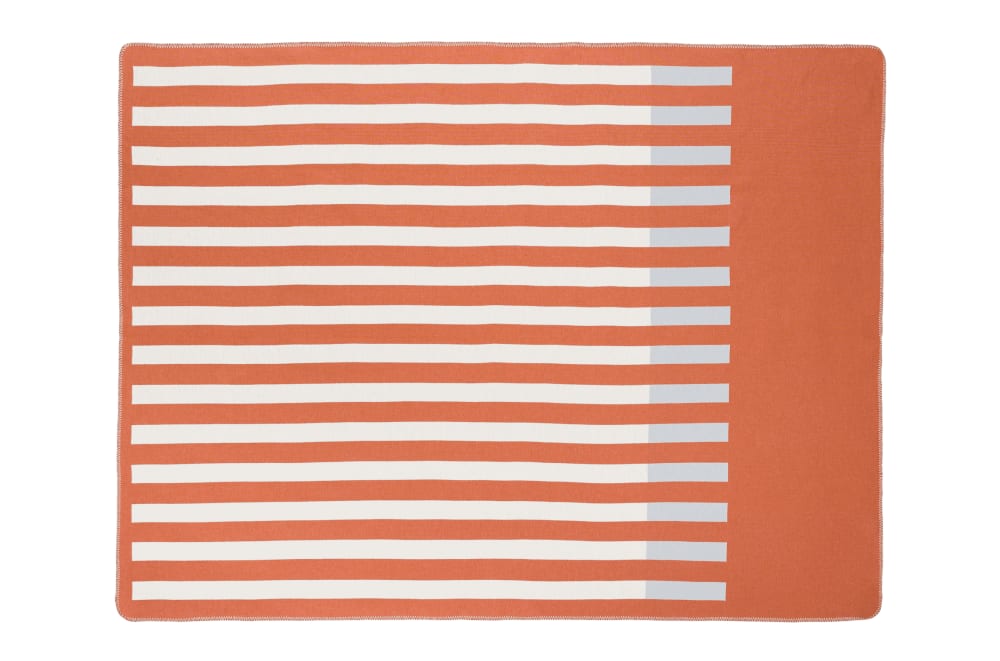 Plaid en coton rayé, terracotta