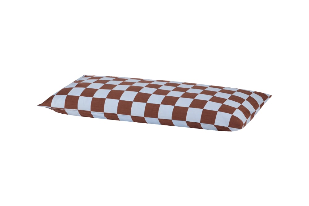 Taie d'oreiller en coton à carreaux bleus et marrons, 80x40 cm