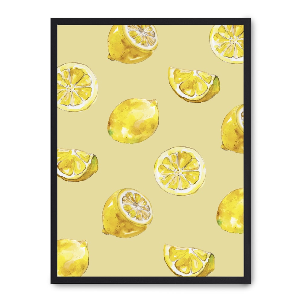 Poster Lab Wandbild zitronen, schwarzer rahmen, 30x40 cm Gelb Holz