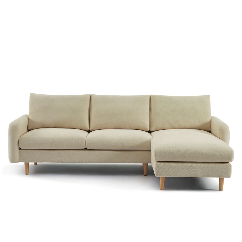 Canapé d'angle réversible en tissu chenille 4 places taupe