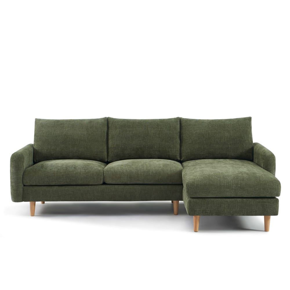 Canapé d'angle réversible en tissu chenille 4 places vert