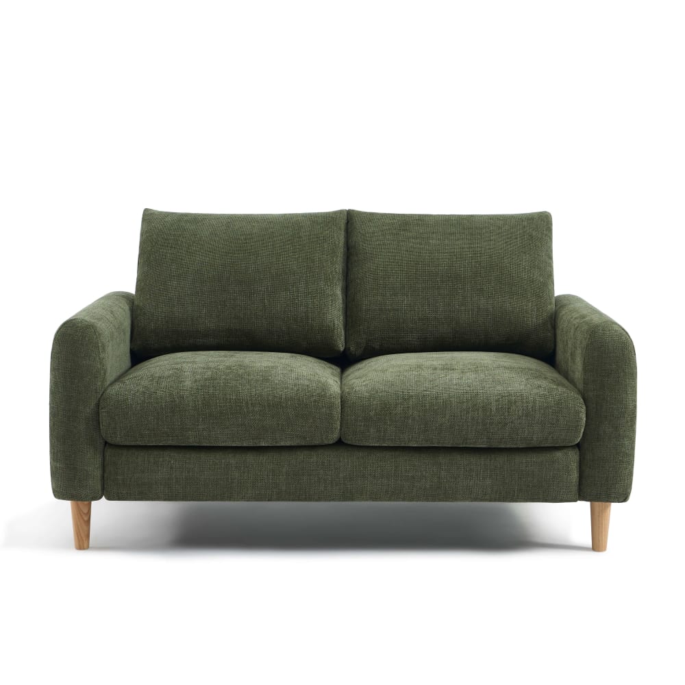 Canapé droit en tissu chenille 2 places vert