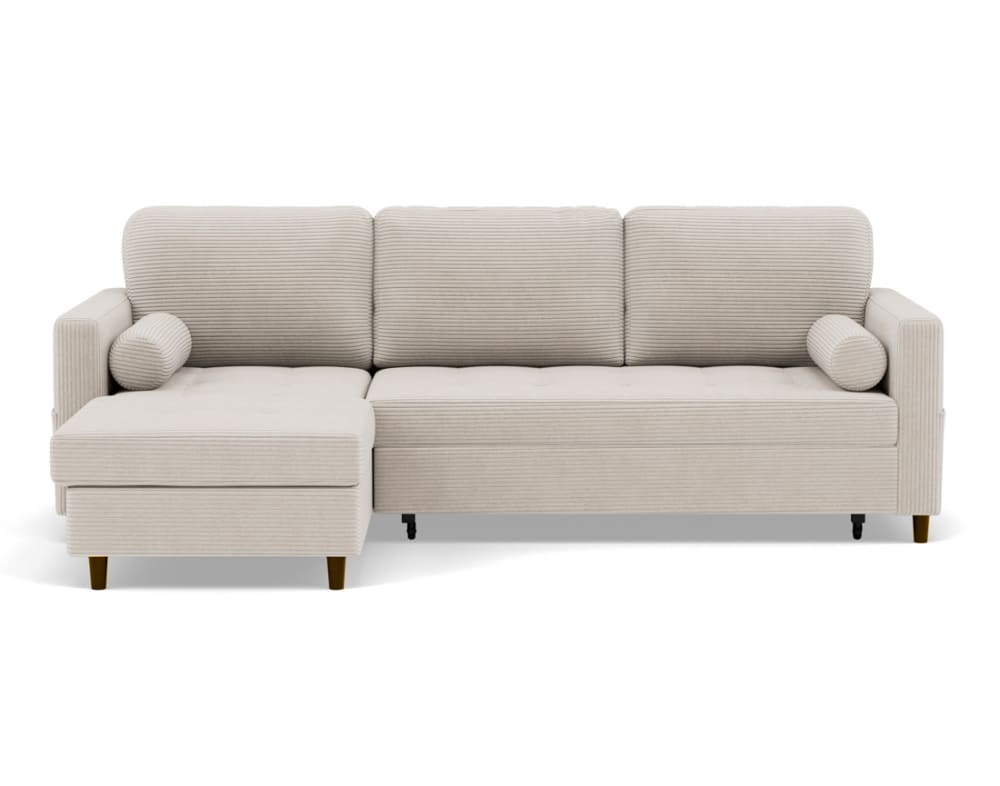 Canapé d'angle réversible convertible 4 places en velours côtelé beige