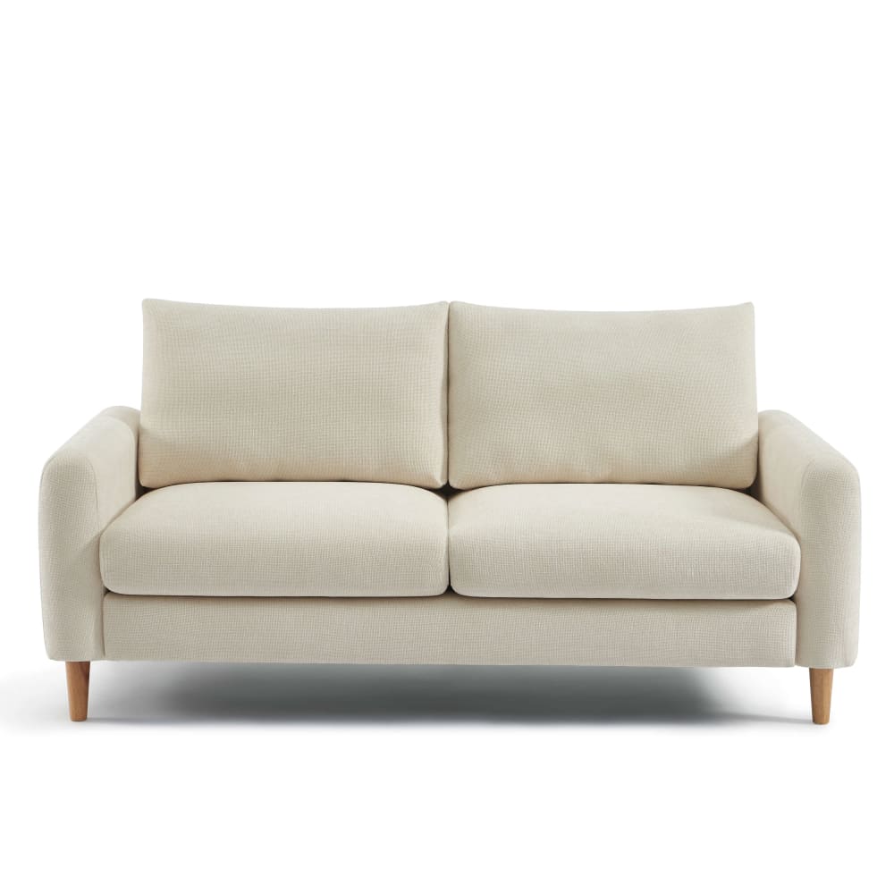 Canapé droit en tissu chenille 3 places beige