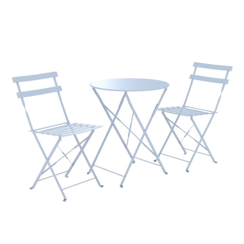 Table ronde et chaises de jardin pliantes 2 places en métal bleu