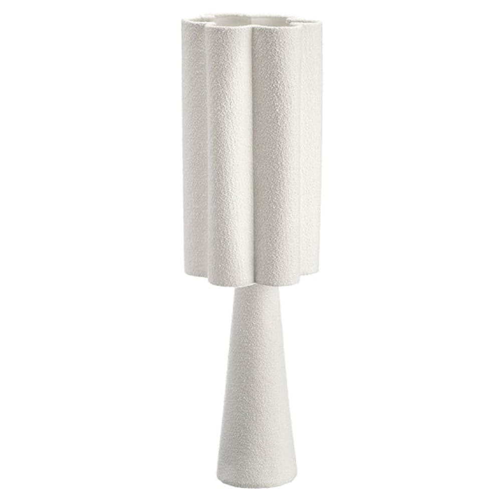 Lampadaire fleur tissu blanc rugueux 30x30x130cm