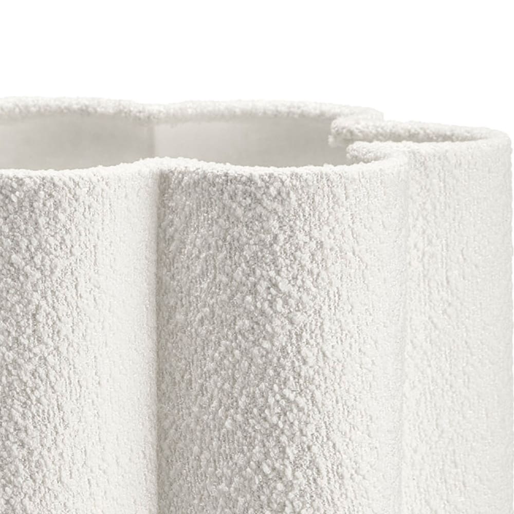 Lampadaire fleur tissu blanc rugueux 30x30x130cm — vue 3