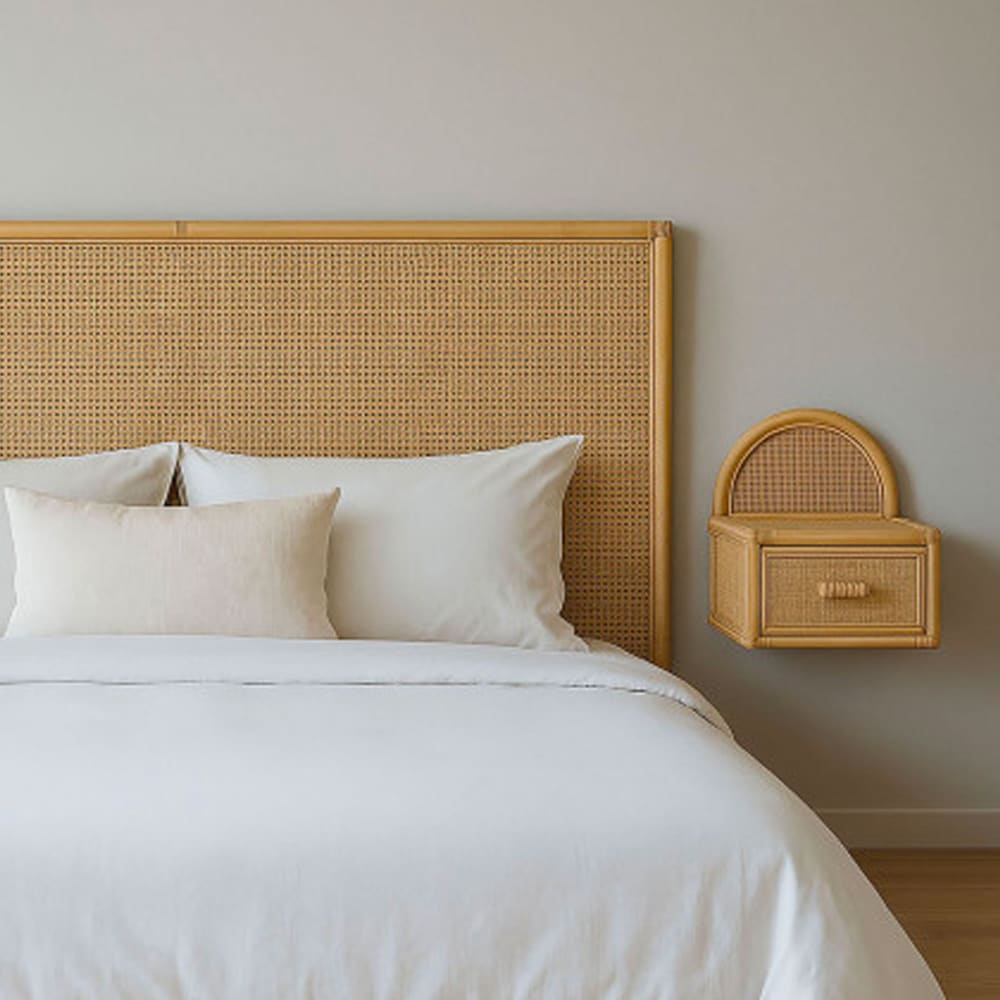 Table de chevet murale en rotin 47x30x45cm