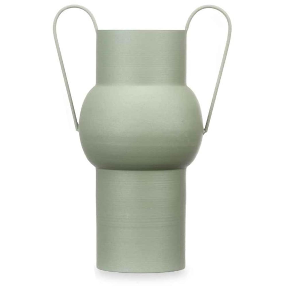 Vase acier double anse vert pastel 14x22x32cm