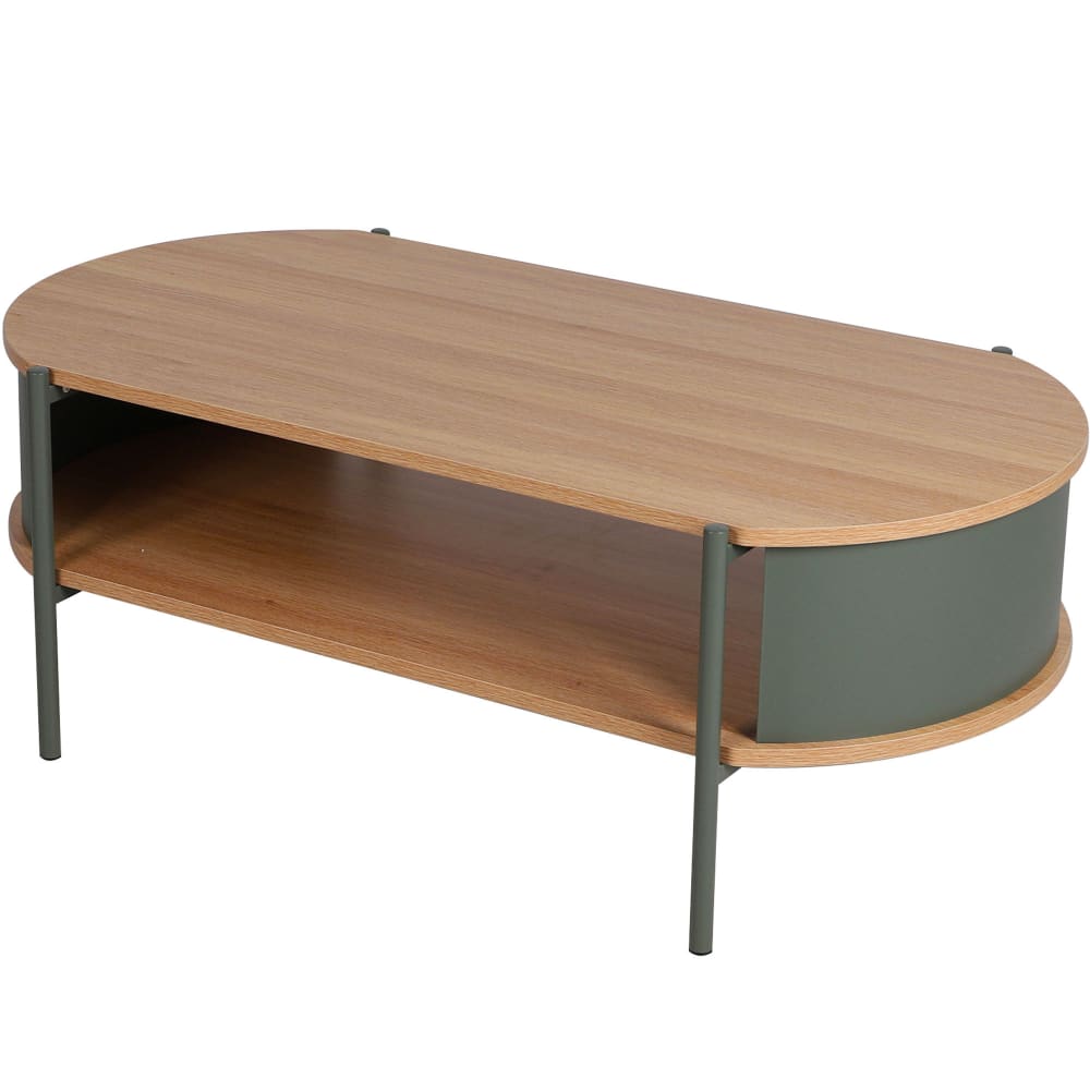 Table basse bois et métal vert 100x54x36.5cm