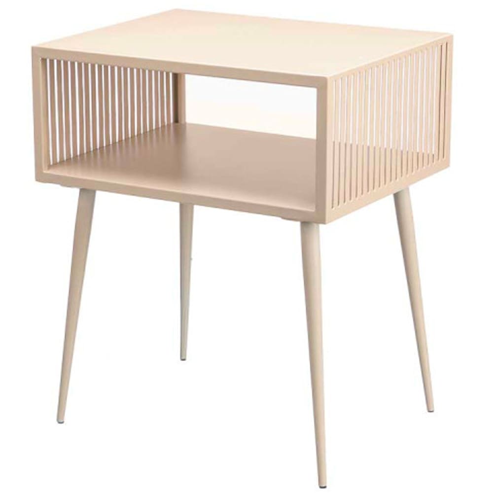 Table de chevet en métal beige 36x19x46.5cm
