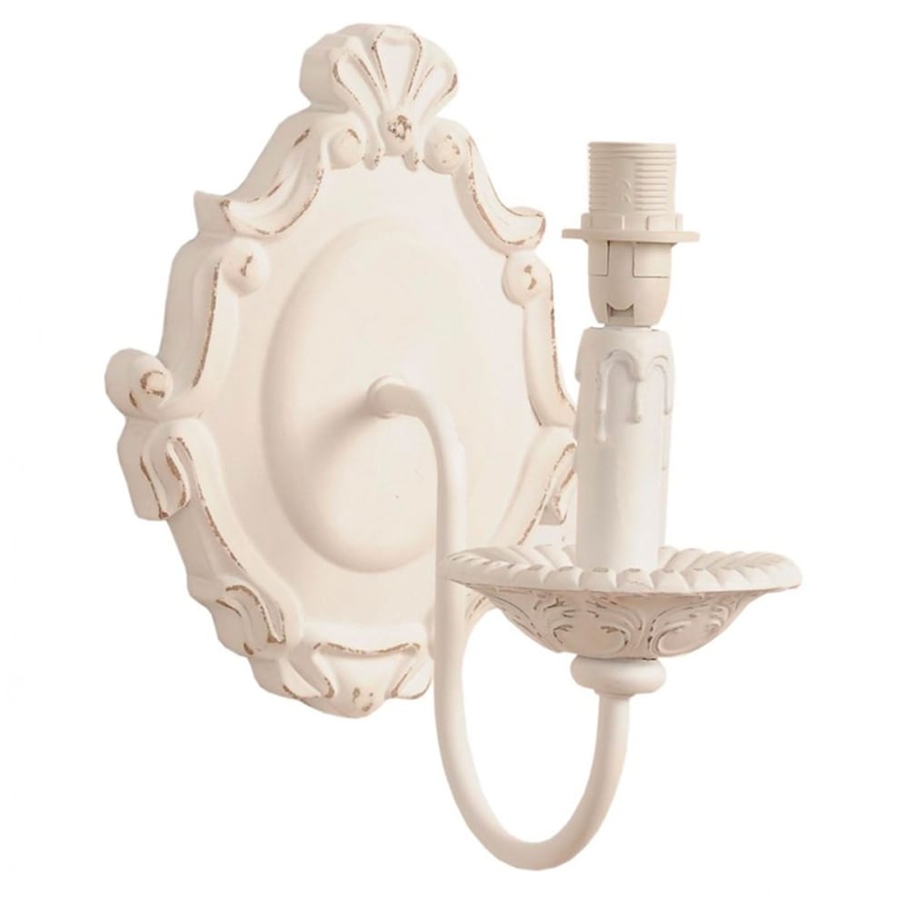 Applique murale classique en bois et métal blanc 19x25x24cm
