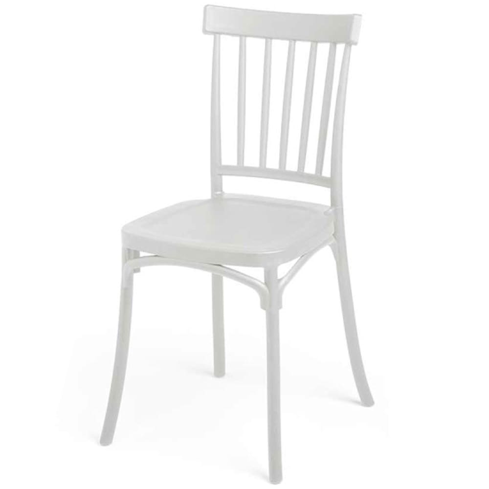 Chaise en plastique blanc barreaux empilable 45x42x81.5cm — Beyit