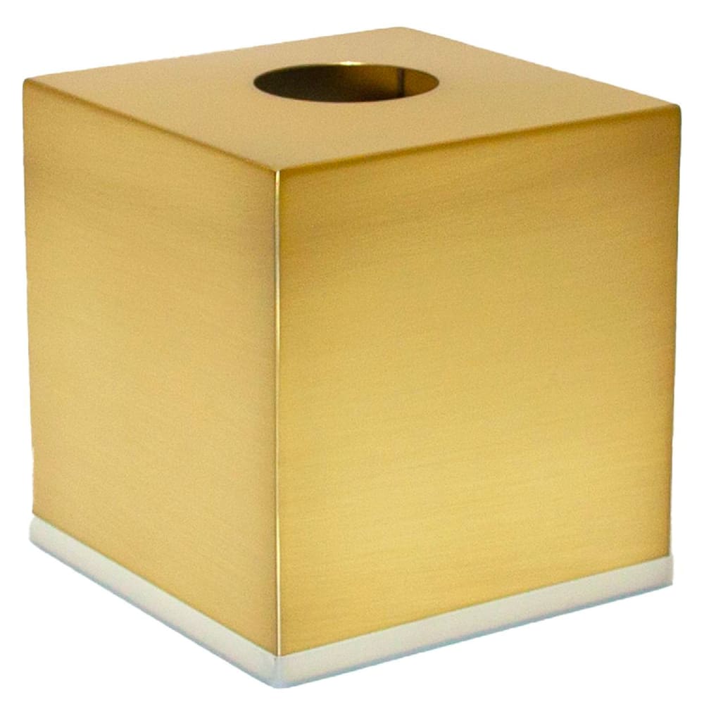 Boîte à mouchoirs carrée en métal doré 12.5x12.5x13cm