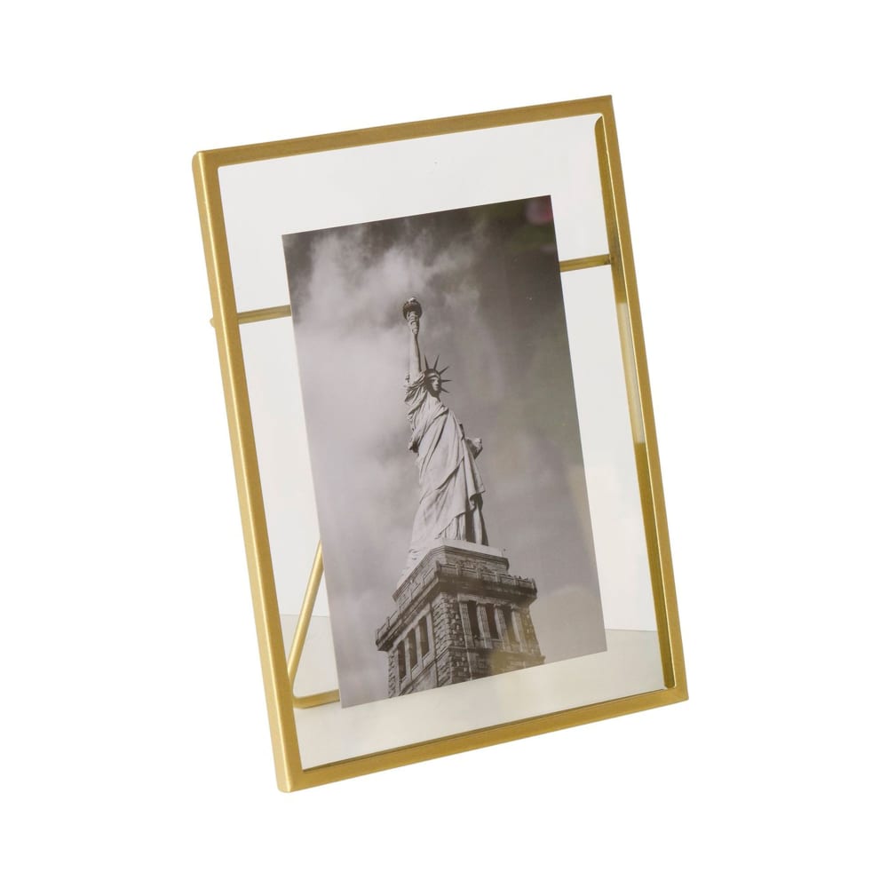 Cadre photo en métal doré et verre transparent 10x15cm