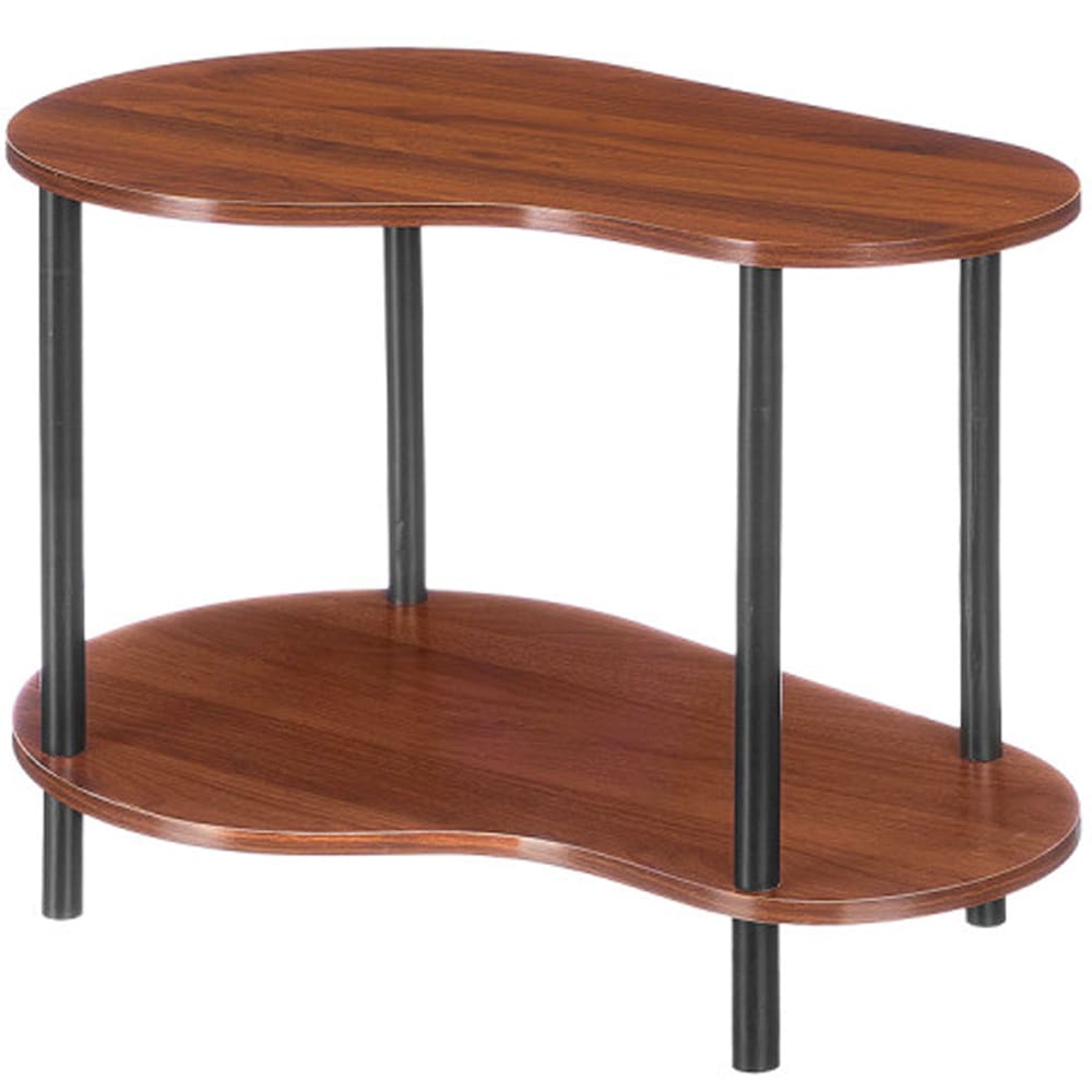 Table d'appoint design noir et bois 2 niveaux 57x37x41cm Table d'appoint design noir et bois 2 niveaux 57x37x41cm