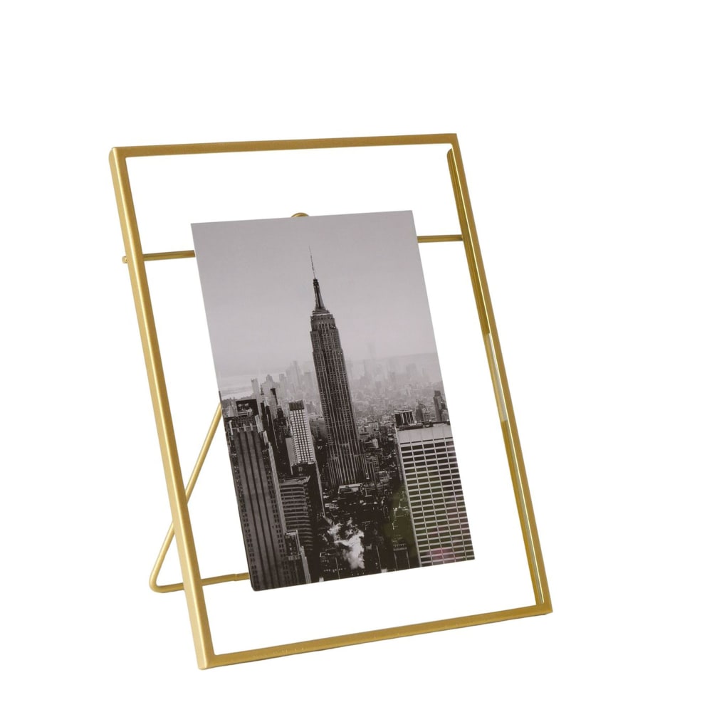 Cadre photo en métal doré et verre transparent 13x18cm