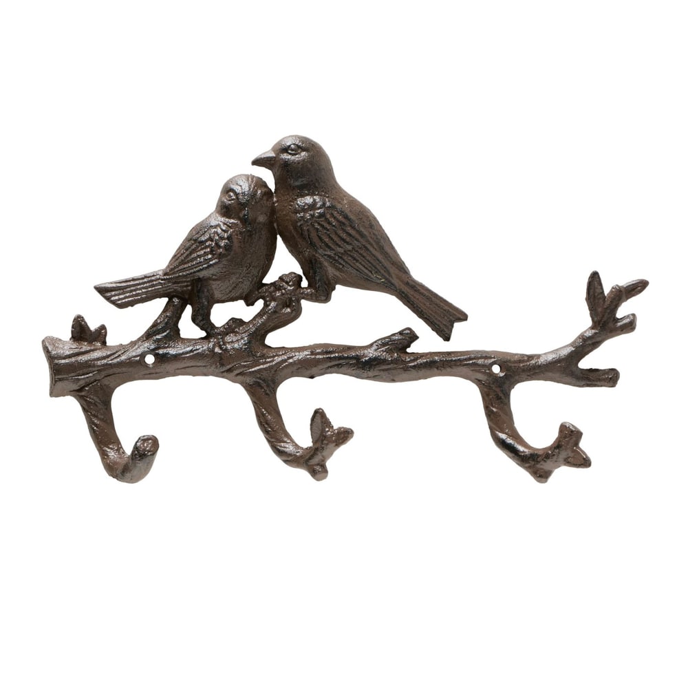 Portemanteau mural 3 crochets en fonte marron 45x27x4cm