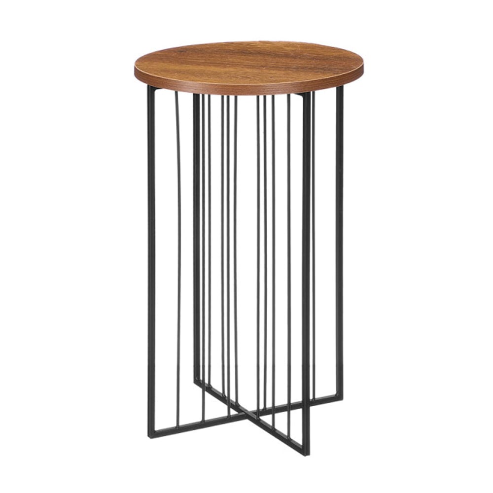 Table d'appoint bout de canapé métal noir et bois 30x30x50cm