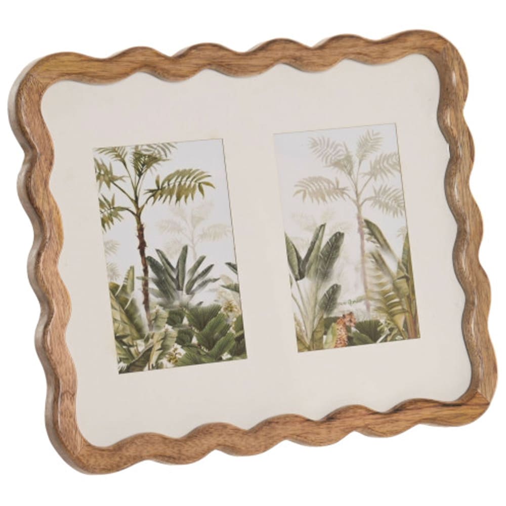Cadre photo double à poser en bois de manguier 36x2x28cm Cadre photo double à poser en bois de manguier 36x2x28cm