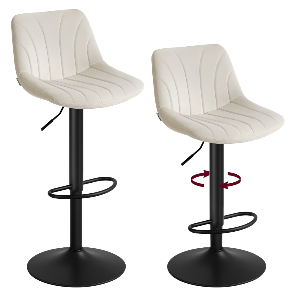 Tabourets de bar réglables tabourets avec dossier lot de 2 blanc — Beyit