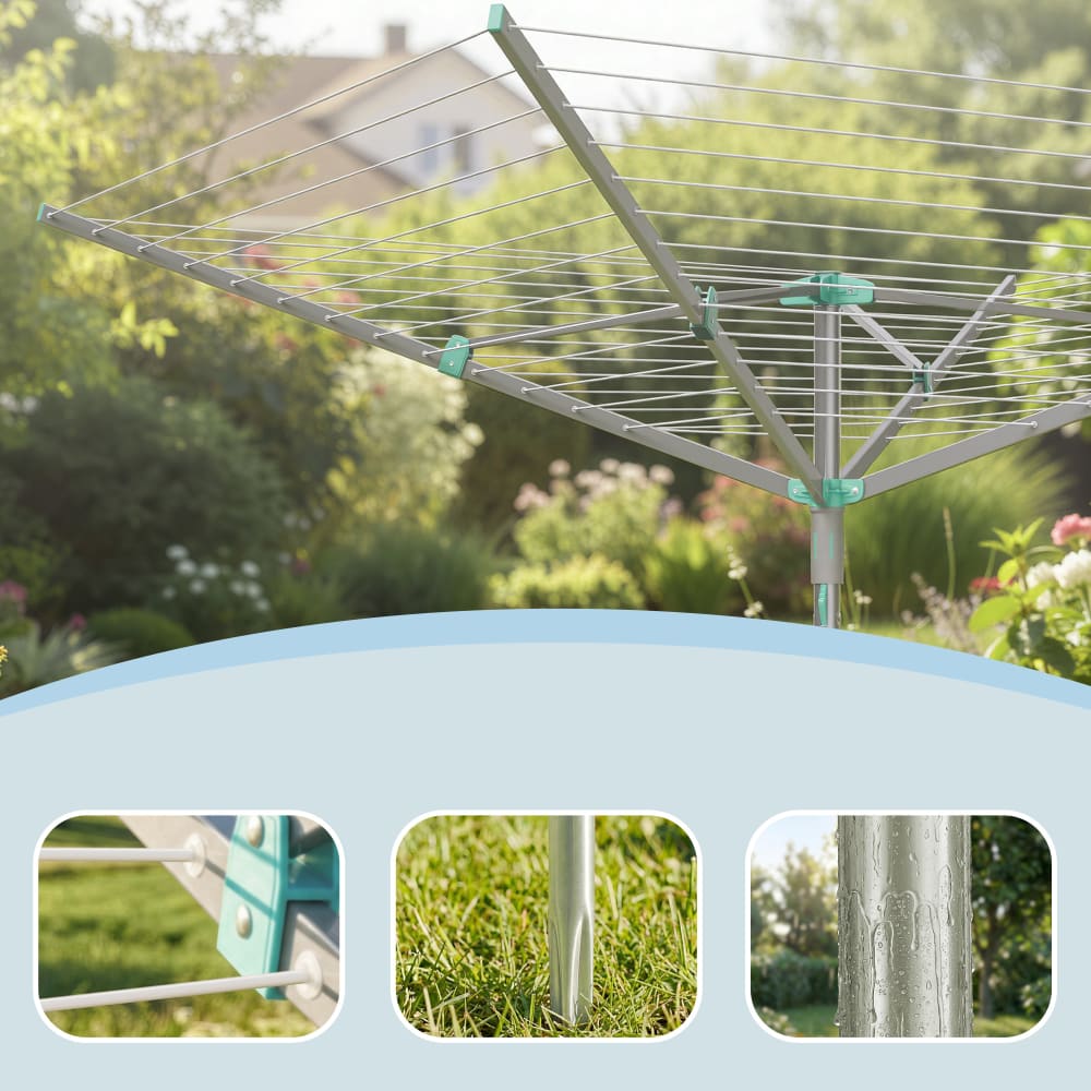 Étendoir parapluie pliable avec housse et pinces jardin argent — vue 3