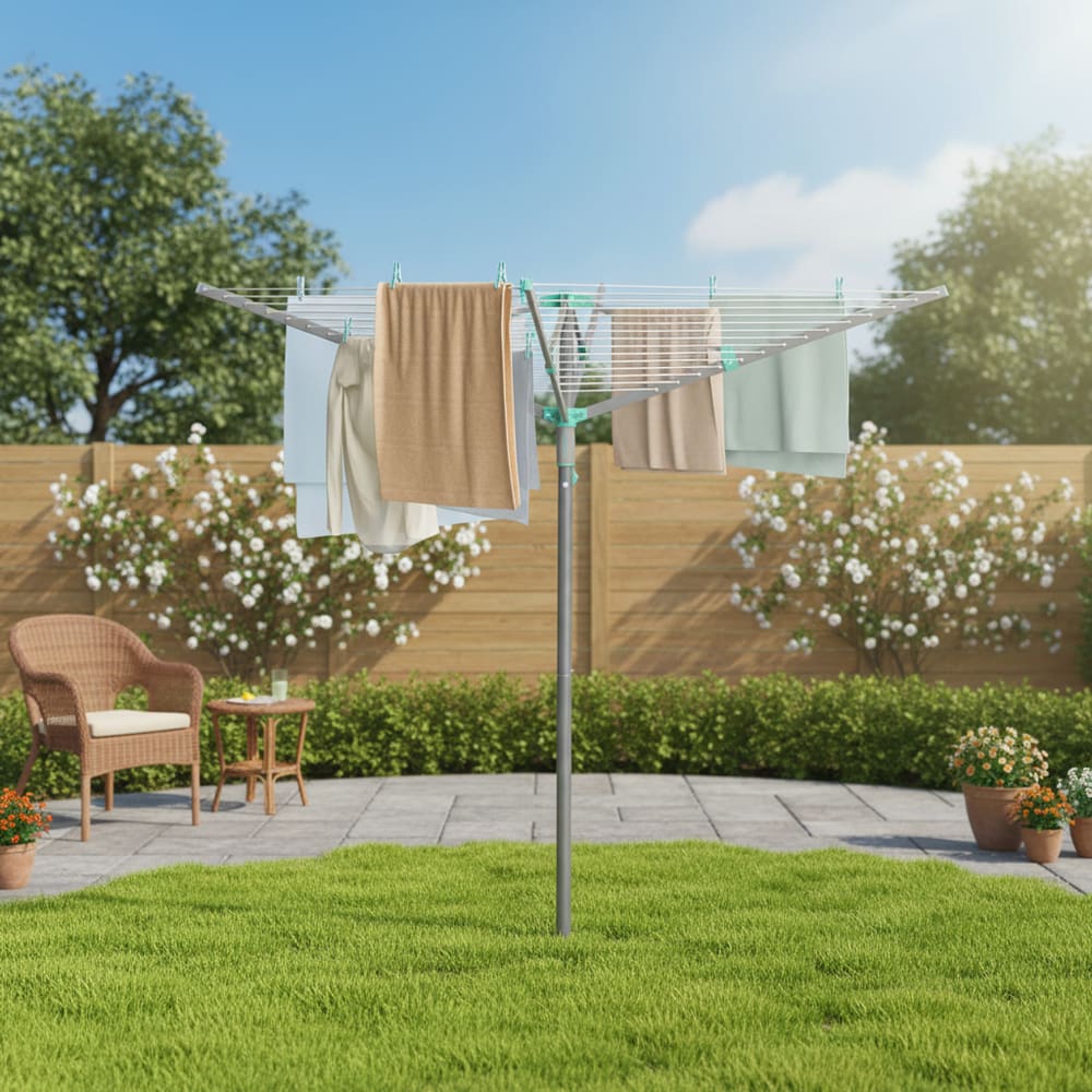 Étendoir parapluie pliable avec housse et pinces jardin argent — vue 4