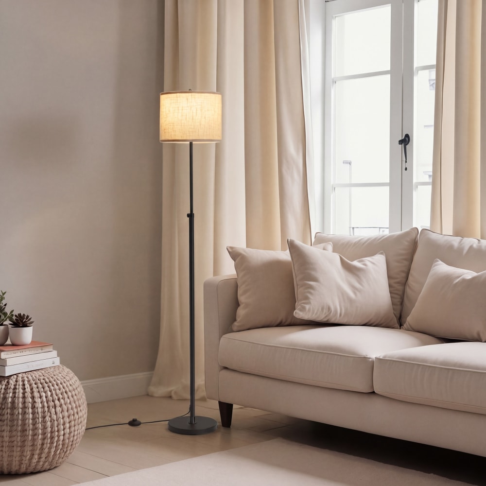 Lampadaire réglable en hauteur avec interrupteur 140-170 cm noir — vue 3