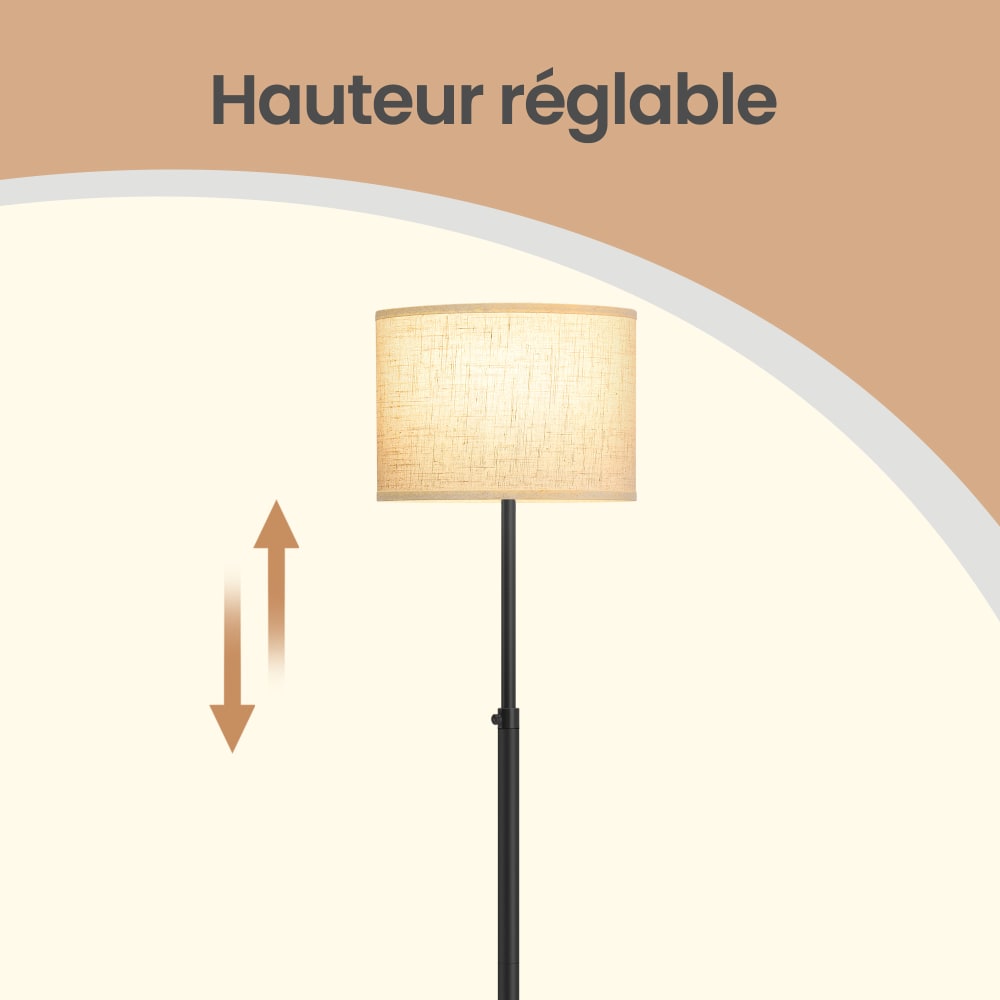 Lampadaire réglable en hauteur avec interrupteur 140-170 cm noir — vue 4