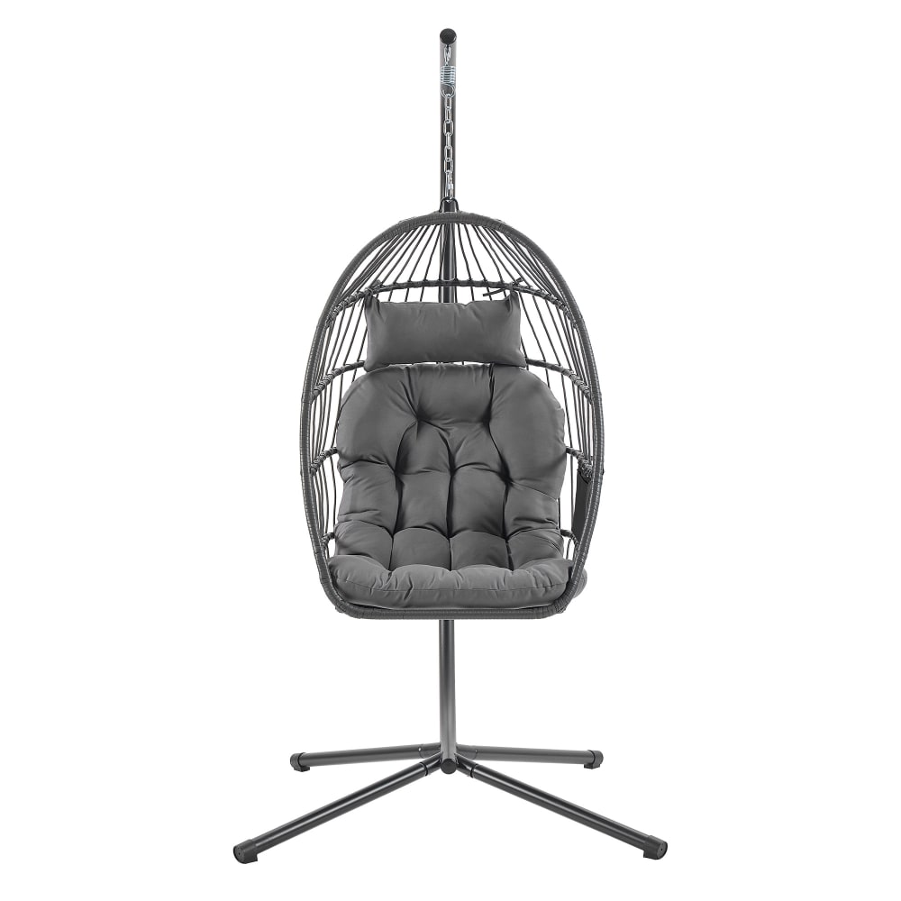 Fauteuil suspendu pliable à hauteur réglable avec coussin gris