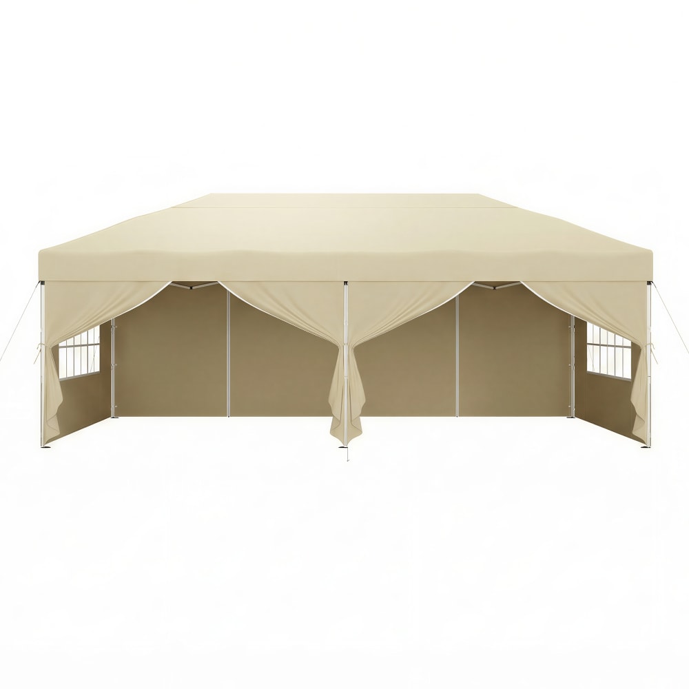 Pergolas pliant protection solaire avec parois extérieur beige