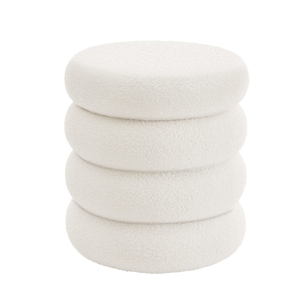 Tabourets rond rembourré avec rangement couvercle amovible blanc Tabourets rond rembourré avec rangement couvercle amovible blanc