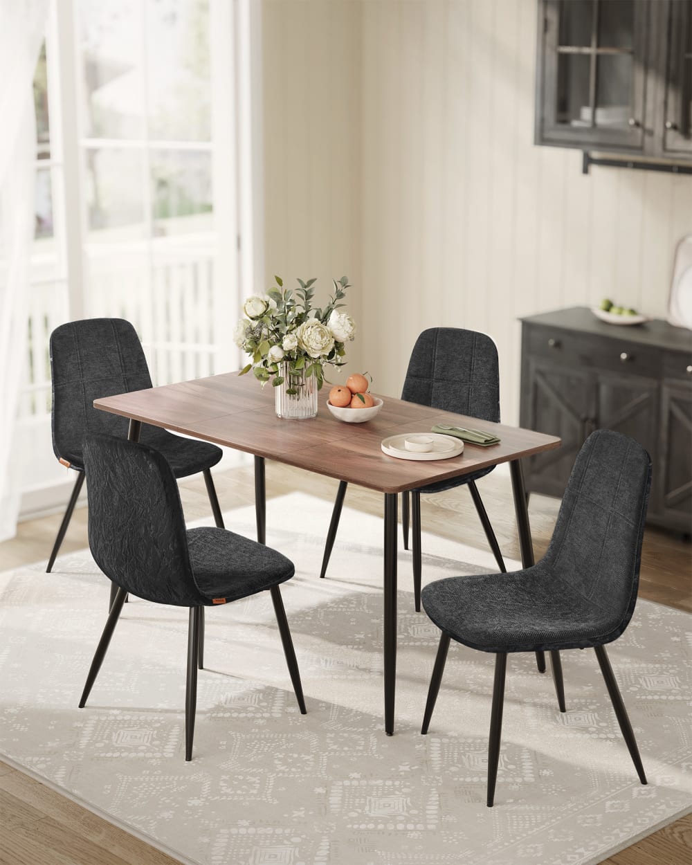 Chaises de salle à manger lot de 6 tissu chenille gris ardoise