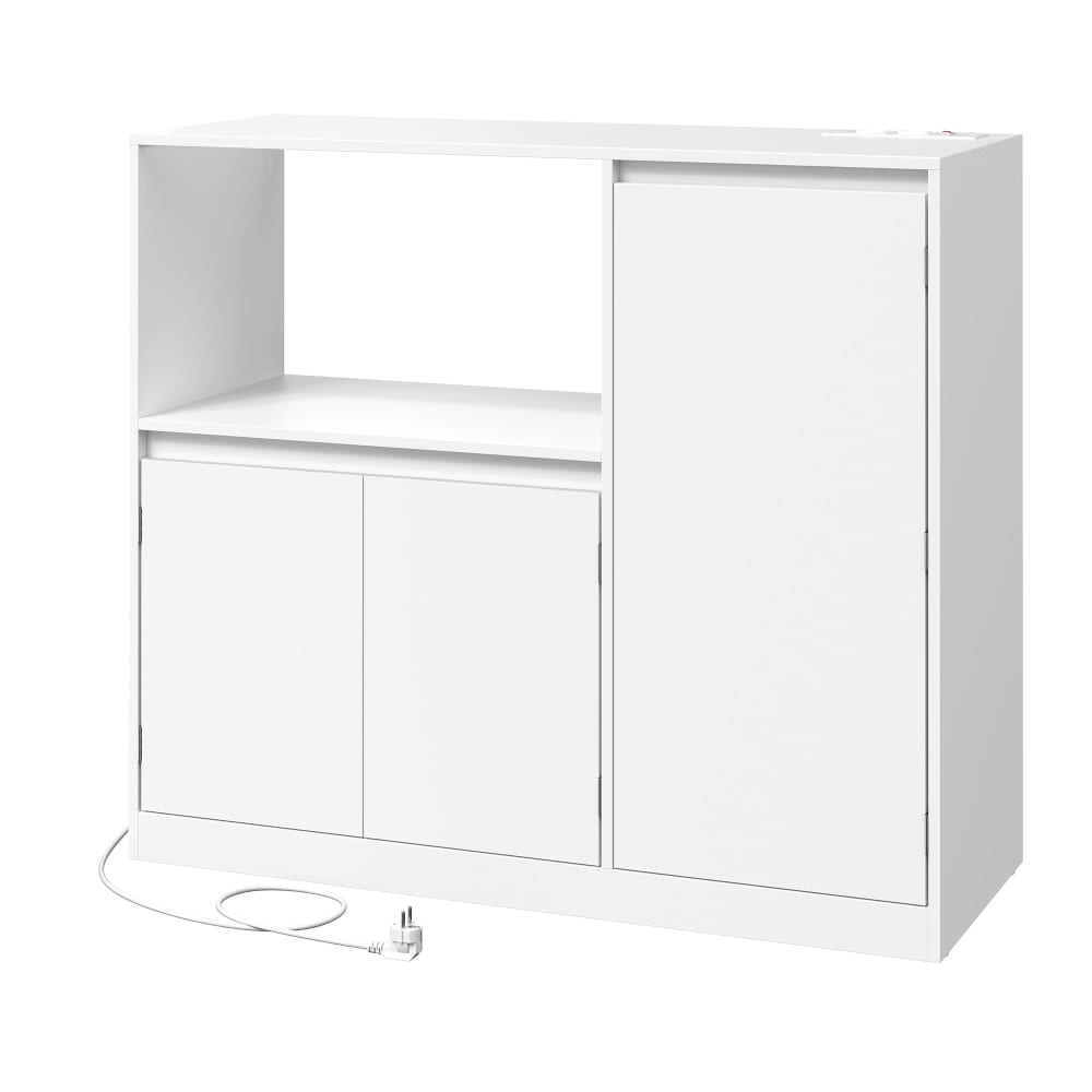 Buffet de cuisine avec étagère micro-ondes plan panneau blanc