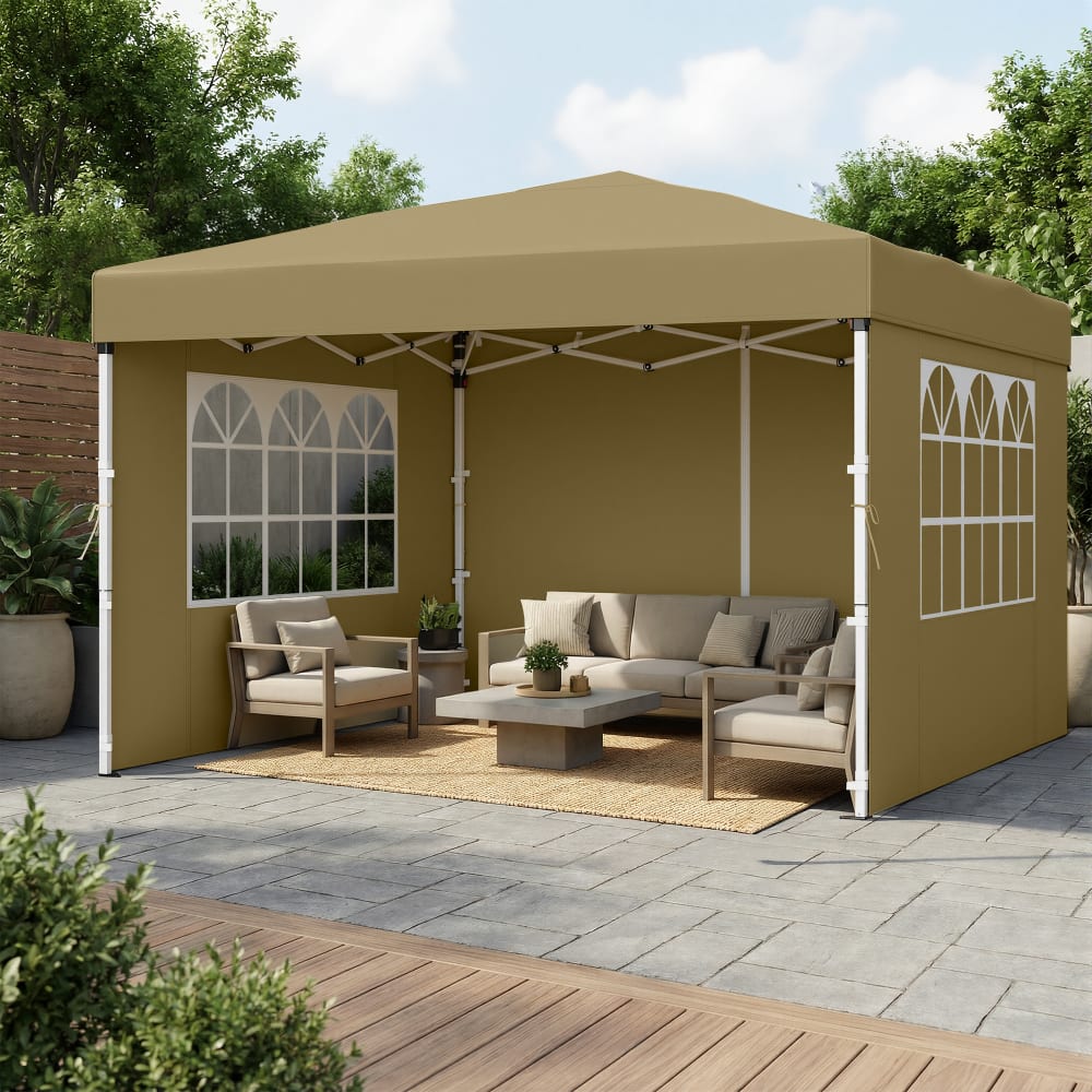 Pavillon pliant protection solaire tente de jardin 3 x 3 m beige