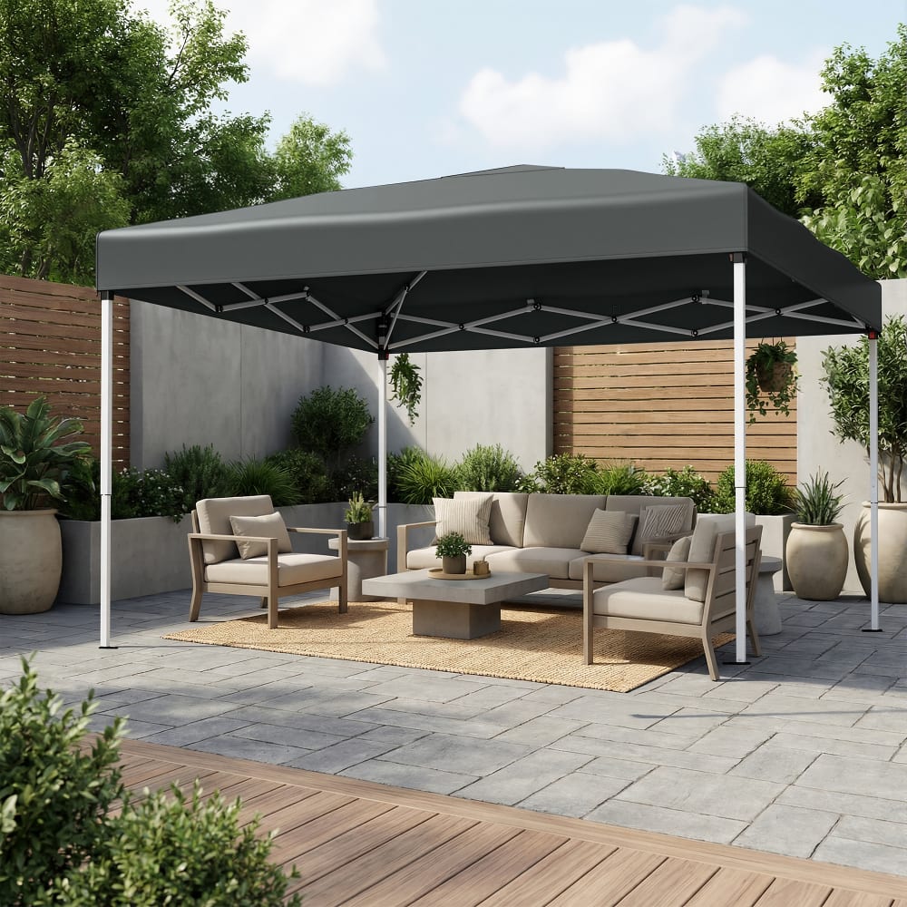 Pavillon pliant 3 x 3 m protection solaire tente de jardin gris