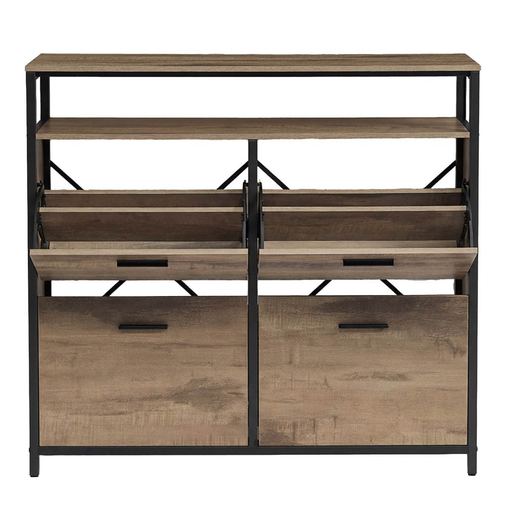 Meuble à chaussures avec 3 abattants 30 x 99 x 95 cm marron et noir