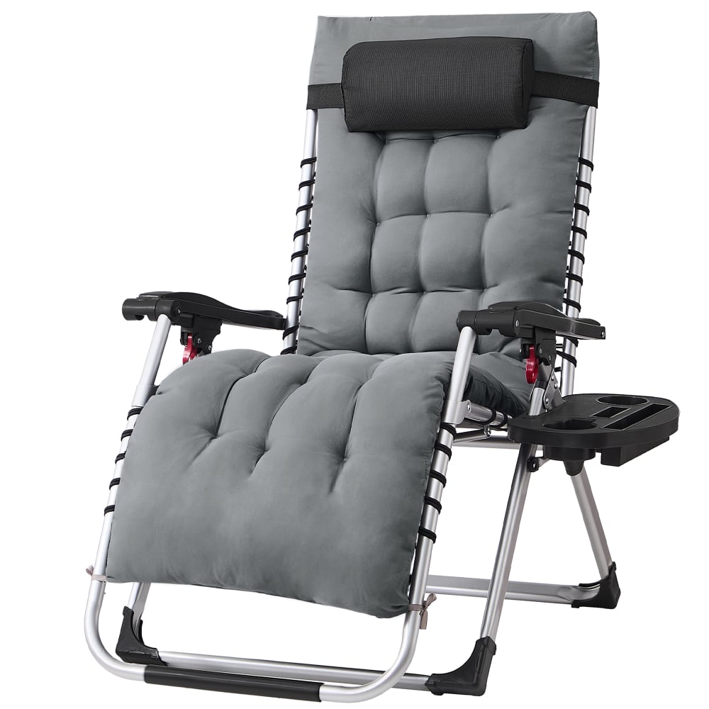 Chaises d'extérieur pliante avec coussin amovible gris foncé