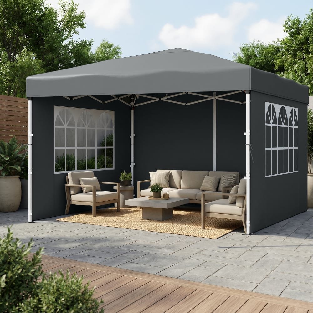 Pavillon pliant protection solaire tente de jardin 3 x 3 m gris
