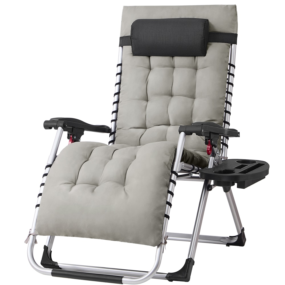 Chaises d'extérieur pliante avec coussin amovible gris clair