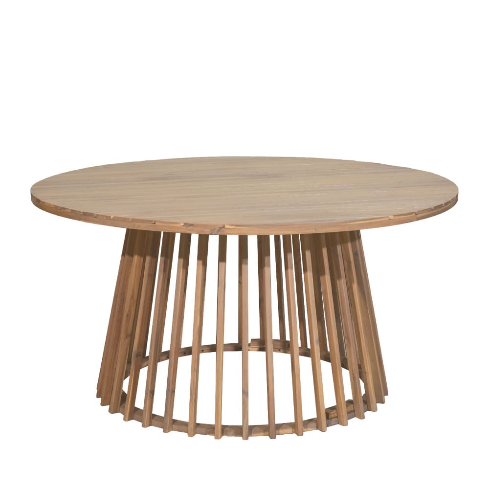 Table à manger de jardin 6 pers ronde bois d'acacia ø150cm Bois clair