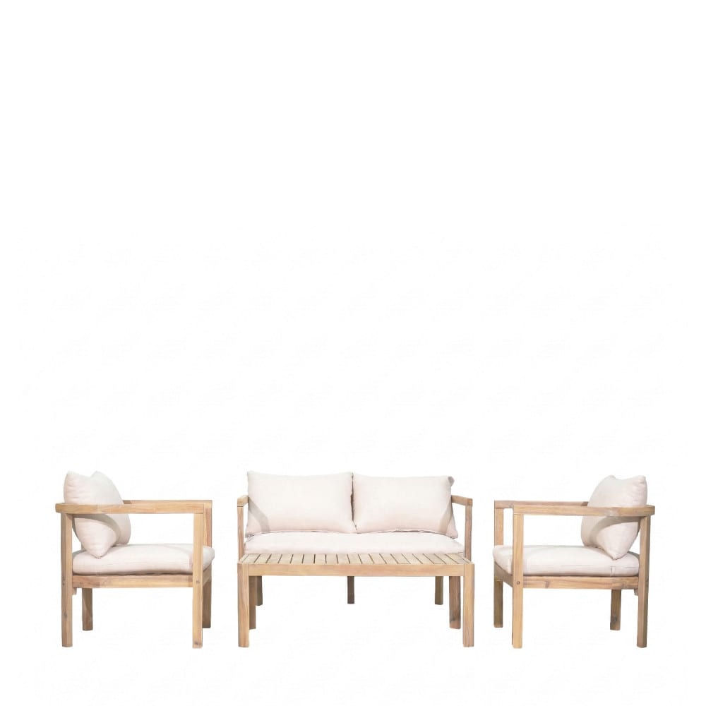 Salon de jardin 4 places en bois d'acacia - Beige