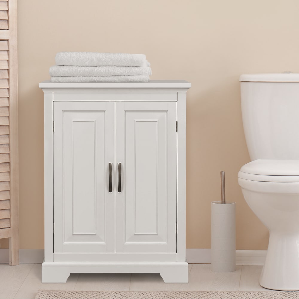 Freistehender Badezimmer-Badschrank, 81cm, Weiß - Maisons Du