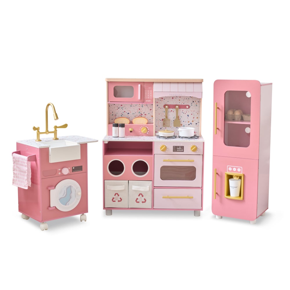 Teamson 3-teilige modulare Holz-Kinderküche, 89cm, Rosa style classic chic ROSA HOLZ Kinder